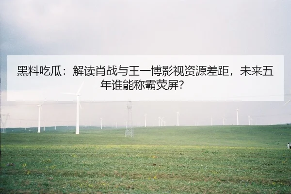 黑料吃瓜：解读肖战与王一博影视资源差距，未来五年谁能称霸荧屏？